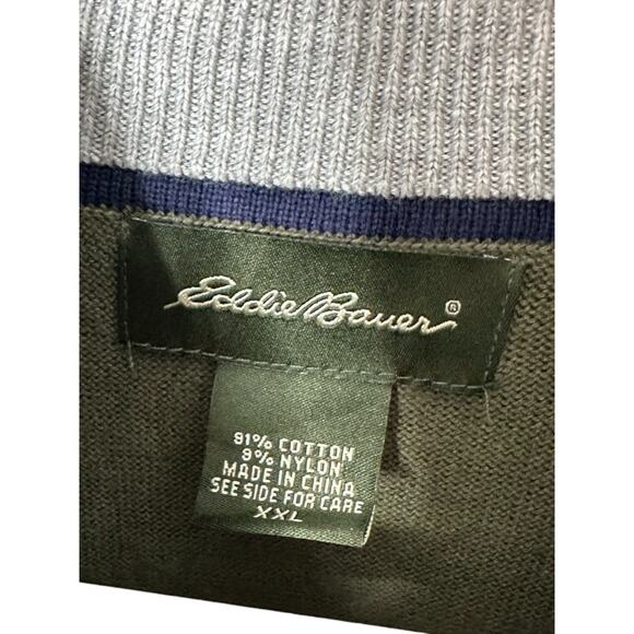 Eddie Bauer Green 1/4 Zip Long Sleeve Cotton Blend Pullover Shirt Men's XXL New - Picture 6 of 6